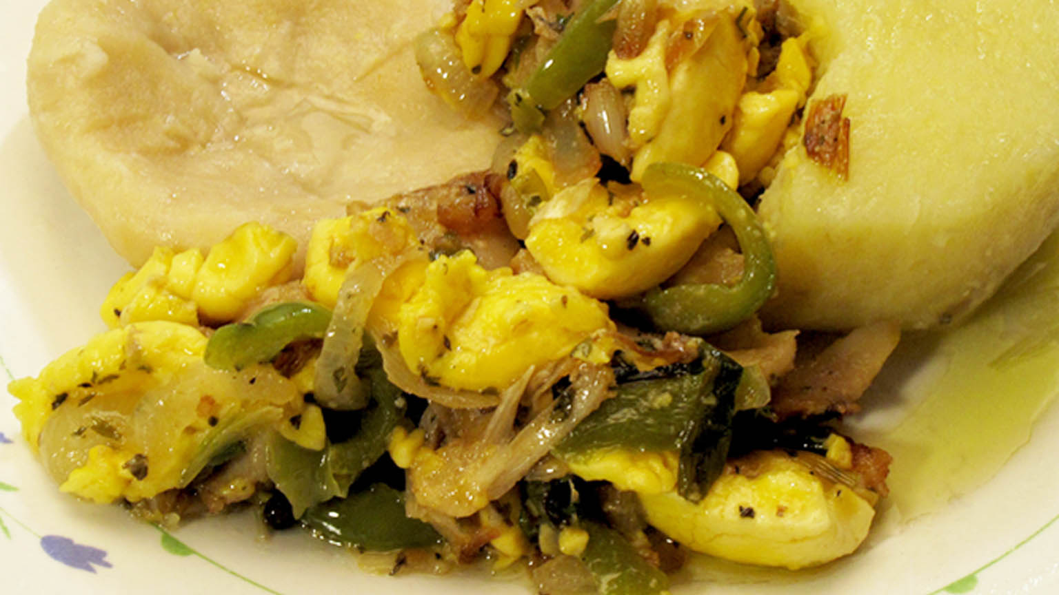 Ackee and Saltfish with Sweet/Bell Pepper