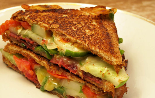 Grilled Pepperoni Vegetable Cheese Sandwich