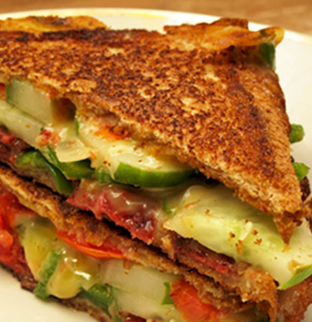 Grilled Pepperoni Vegetable Cheese Sandwich