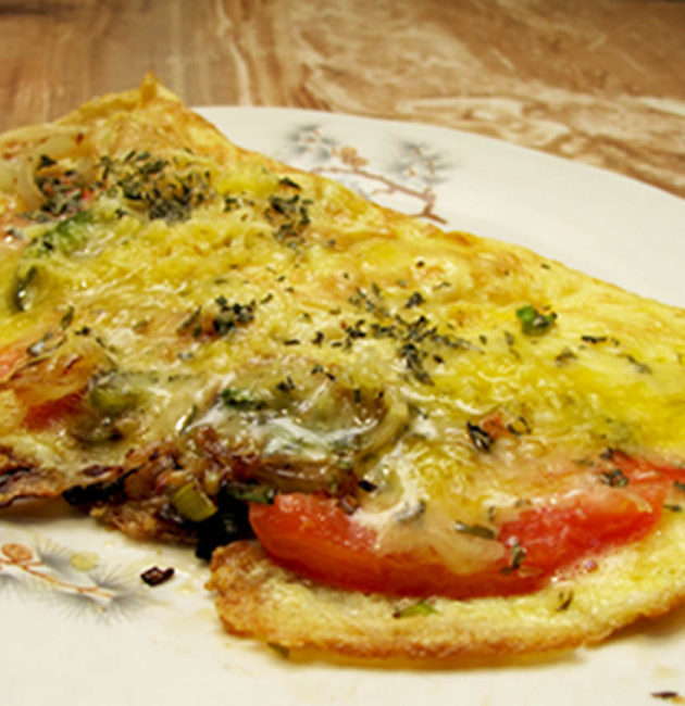 Vegetables cheese omelette fold