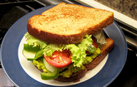 Toasted Avocado Vegetable Sandwich