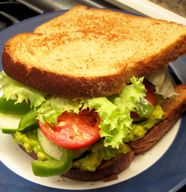 Toasted Avocado Vegetable Sandwich