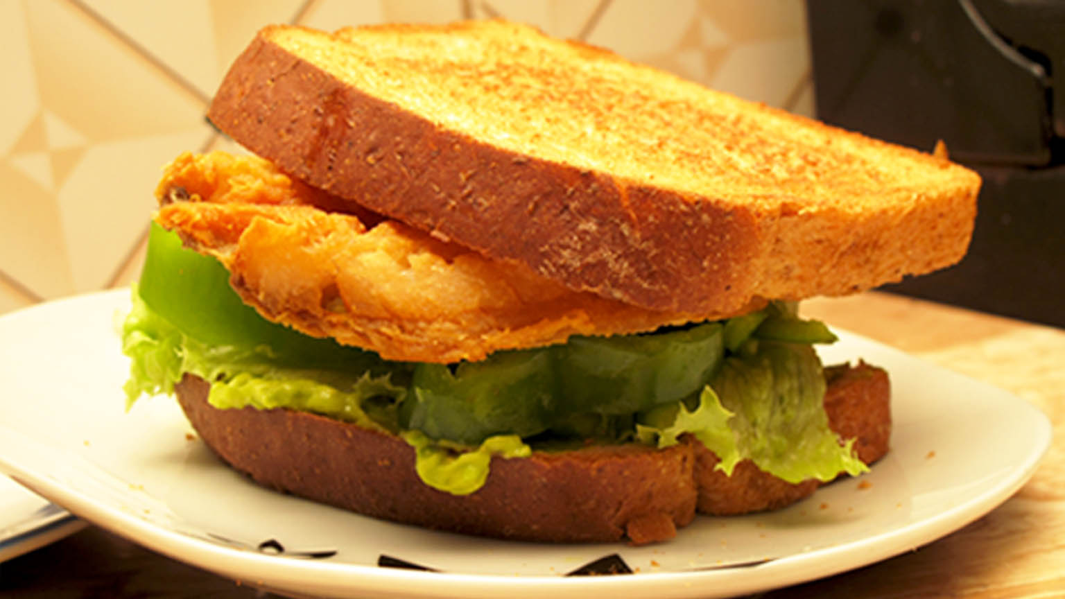 Toasted Fish Vegetable Sandwich